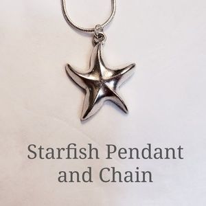 Silver Tone Starfish Pendant Sterling Silver Chain